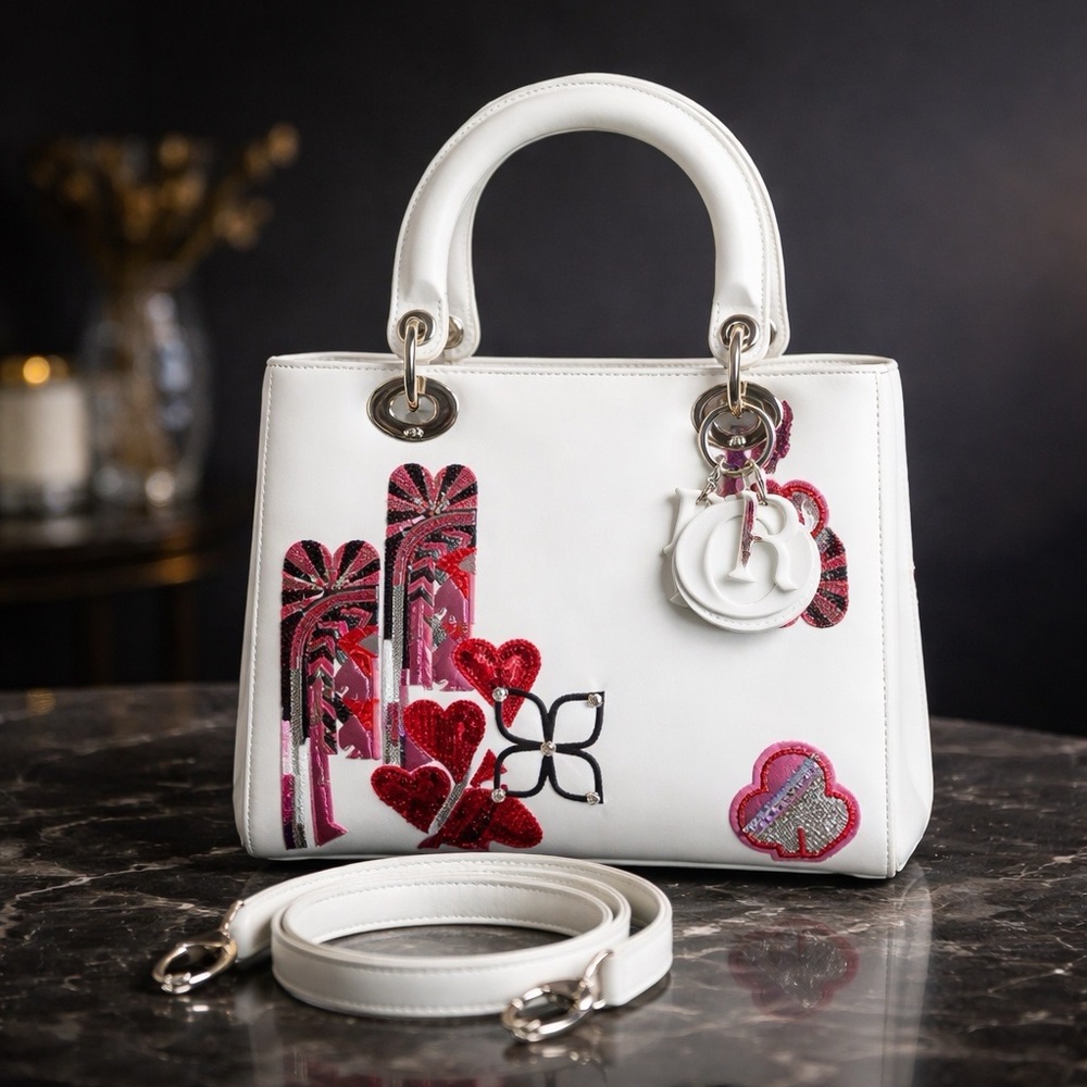 Limited Edition Lady Dior – White Leather with Embroidered Motifs